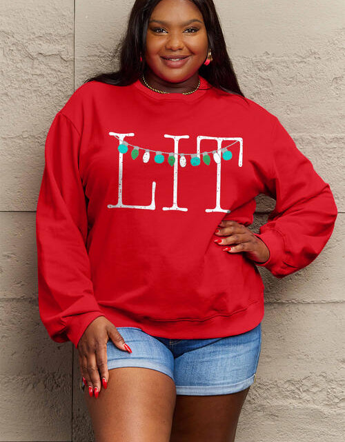 Load image into Gallery viewer, Simply Love Full Size LIT Long Sleeve Sweatshirt
