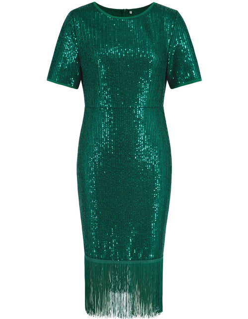 Load image into Gallery viewer, Tassel Sequin Short Sleeve Dress
