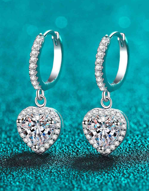 Load image into Gallery viewer, Moissanite Heart-Shaped Drop Earrings
