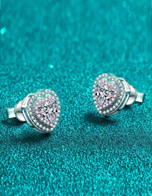 Load image into Gallery viewer, Moissanite Heart-Shaped Stud Earrings
