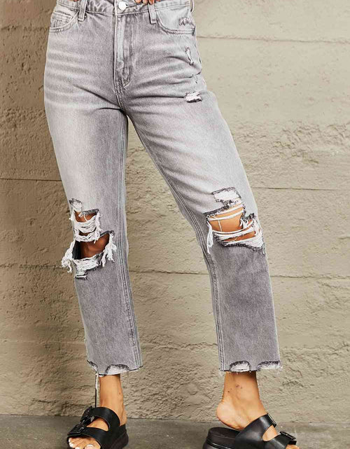 Load image into Gallery viewer, BAYEAS High Waisted Cropped Straight Jeans
