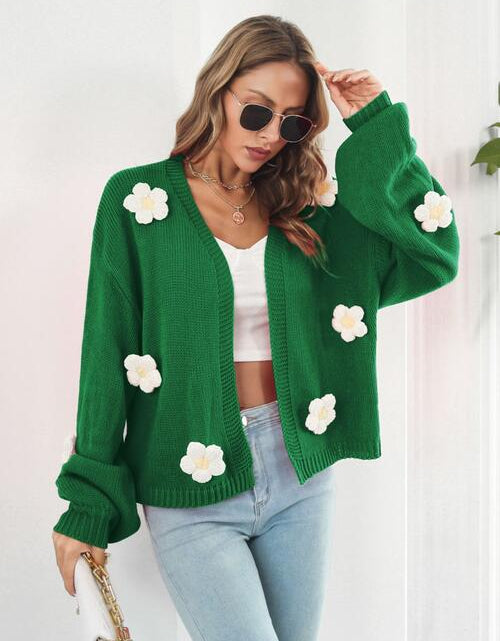 Load image into Gallery viewer, Floral Open Front Long Sleeve Cardigan
