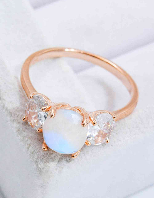 Load image into Gallery viewer, Natural Moonstone and Zircon Ring
