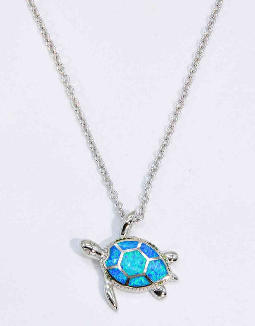 Load image into Gallery viewer, Opal Turtle Pendant Chain-Link Necklace
