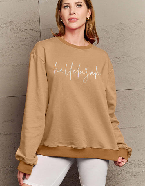 Load image into Gallery viewer, Simply Love Full Size Letter Graphic Long Sleeve Sweatshirt
