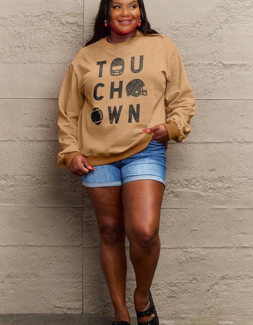 Load image into Gallery viewer, Simply Love Full Size TOUCHDOWN Long Sleeve Sweatshirt
