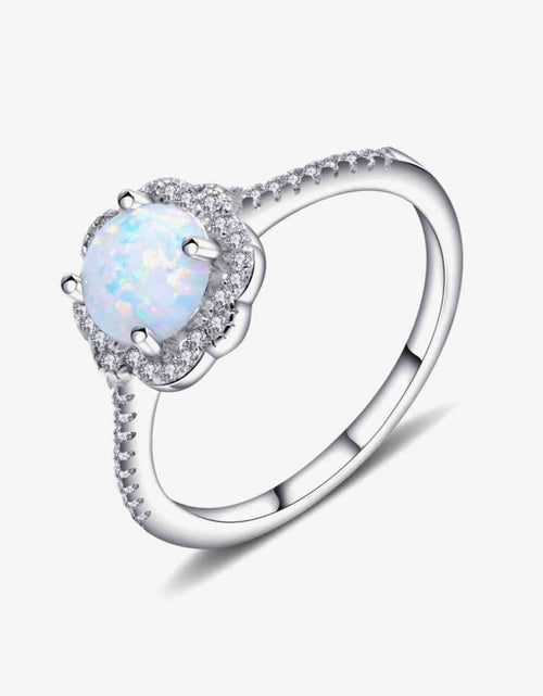 Load image into Gallery viewer, Platinum-Plated 4-Prong Opal Ring
