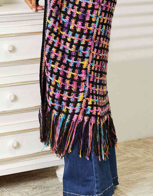 Load image into Gallery viewer, Double Take Full Size Multicolored Open Front Fringe Hem Cardigan
