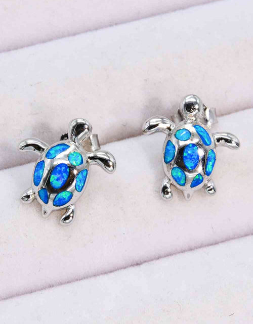 Load image into Gallery viewer, Opal Turtle Platinum-Plated Stud Earrings
