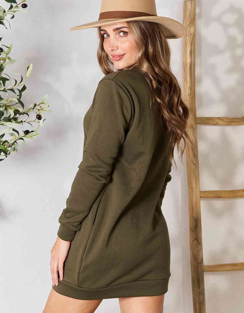 Load image into Gallery viewer, Double Take Round Neck Long Sleeve Mini Dress with Pockets
