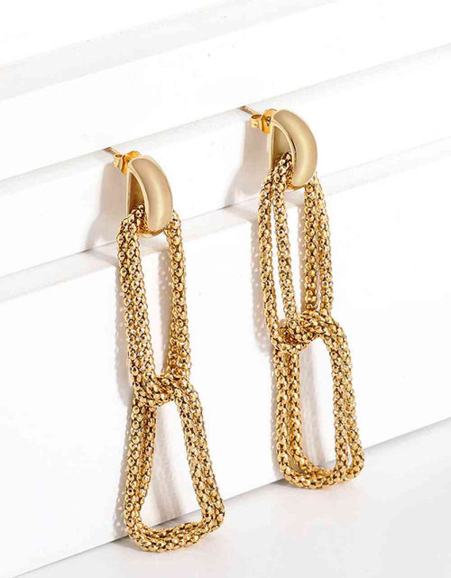 Load image into Gallery viewer, Gold-Plated D-Shaped Drop Earrings
