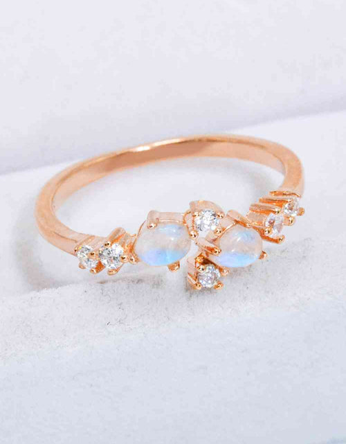 Load image into Gallery viewer, Natural Moonstone and Zircon Open Ring
