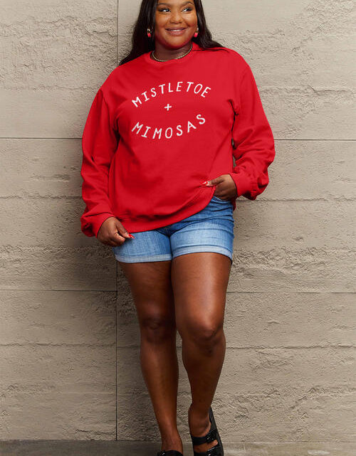 Load image into Gallery viewer, Simply Love Full Size MISTLETOE MIMOSAS Long Sleeve Sweatshirt
