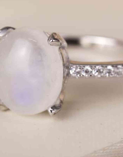 Load image into Gallery viewer, High Quality Natural Moonstone 925 Sterling Silver Side Stone Ring
