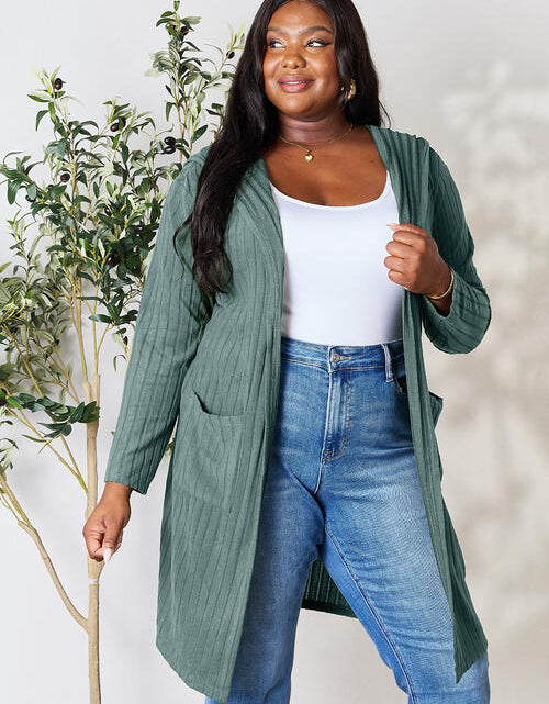 Load image into Gallery viewer, Basic Bae Full Size Ribbed Open Front Long Sleeve Cardigan
