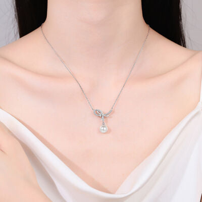 Load image into Gallery viewer, Natural Pearl Pendant Moissanite 925 Sterling Silver Necklace
