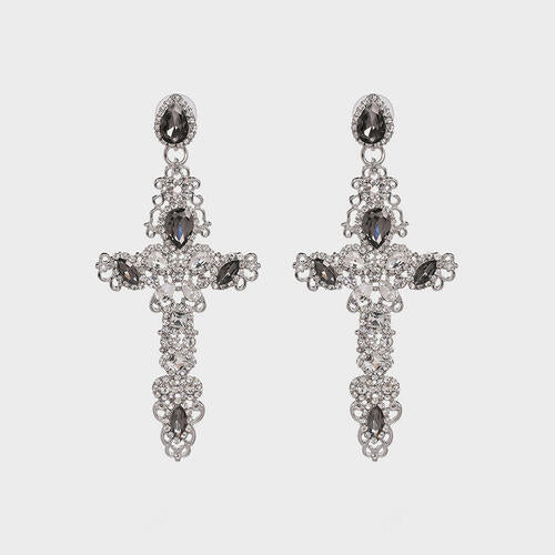 Load image into Gallery viewer, Rhinestone Alloy Cross Earrings
