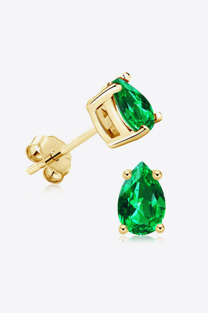 Load image into Gallery viewer, Lab-Grown Emerald Stud Earrings
