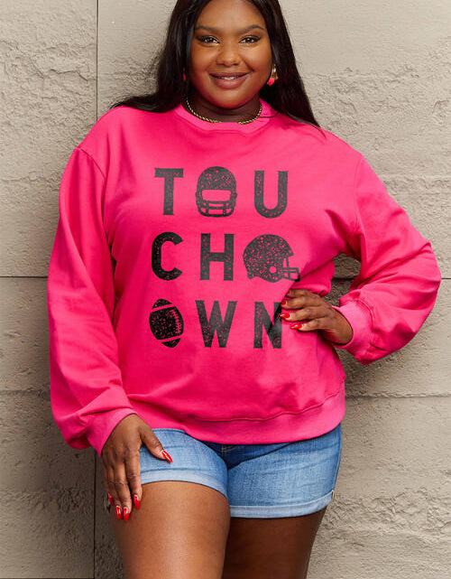 Load image into Gallery viewer, Simply Love Full Size TOUCHDOWN Long Sleeve Sweatshirt
