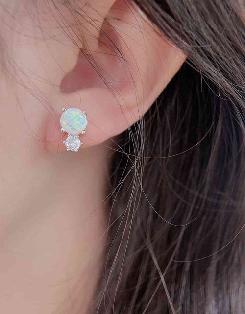 Load image into Gallery viewer, 4-Prong Opal Stud Earrings
