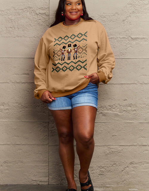 Load image into Gallery viewer, Simply Love Full Size Nutcracker Graphic Long Sleeve Sweatshirt
