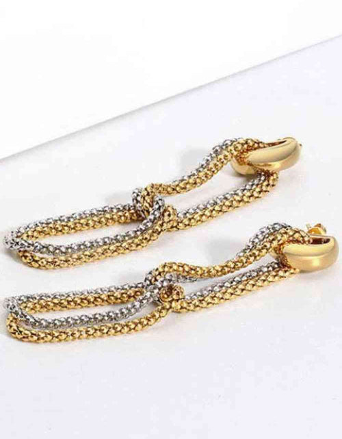 Load image into Gallery viewer, Gold-Plated D-Shaped Drop Earrings
