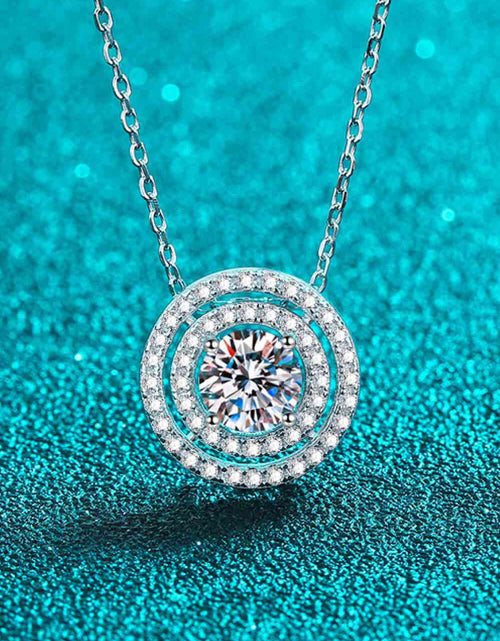 Load image into Gallery viewer, Moissanite Round Pendant Rhodium-Plated Necklace
