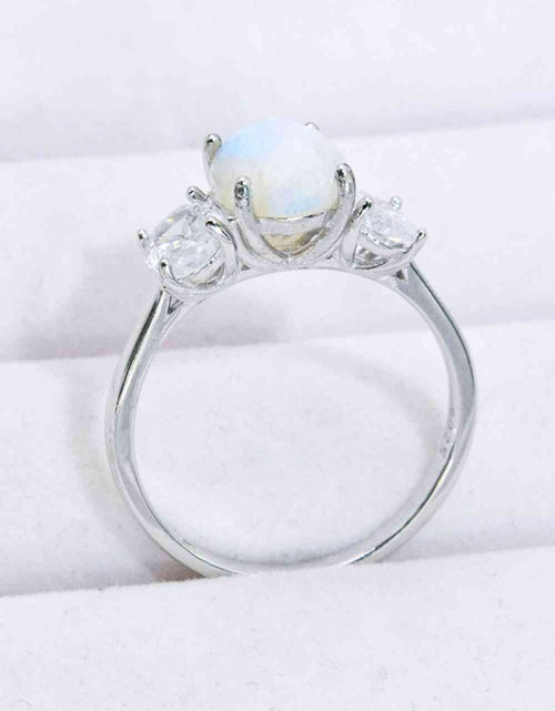 Load image into Gallery viewer, Natural Moonstone and Zircon Ring
