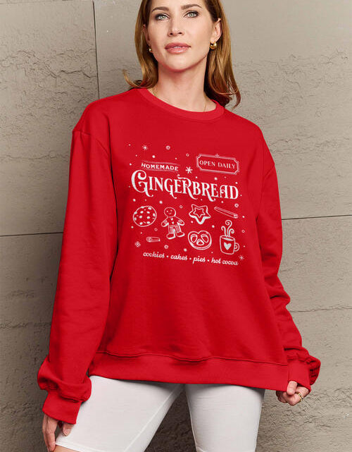 Load image into Gallery viewer, Simply Love Full Size GINGERBREAD Long Sleeve Sweatshirt
