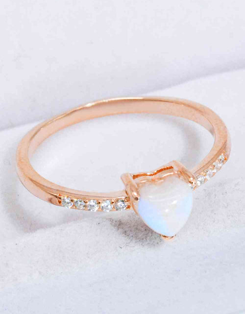 Load image into Gallery viewer, Natural Moonstone Heart 18K Rose Gold-Plated Ring
