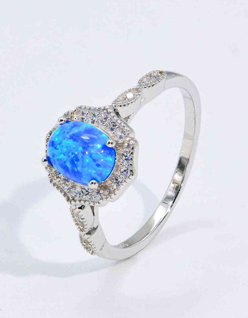 Load image into Gallery viewer, Opal and Zircon 925 Sterling Silver Ring
