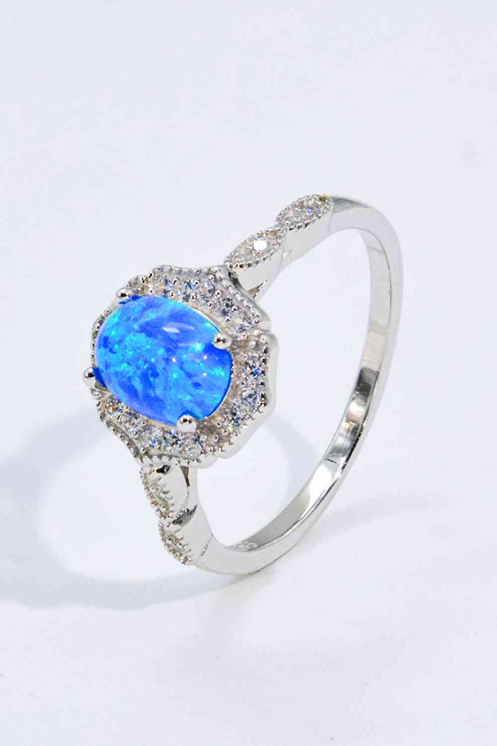 Opal and Zircon 925 Sterling Silver Ring