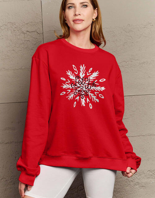 Load image into Gallery viewer, Simply Love Full Size LET IT SNOW Long Sleeve Sweatshirt
