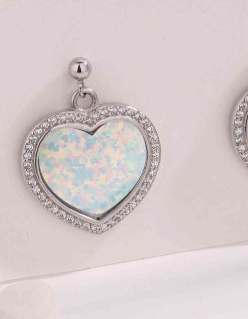 Load image into Gallery viewer, Platinum-Plated Opal Heart Earrings
