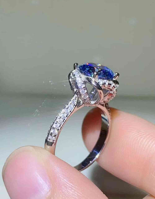 Load image into Gallery viewer, 2 Carat Cobalt Blue Moissanite 925 Sterling Silver Ring
