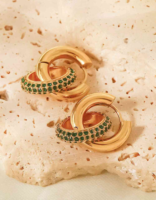 Load image into Gallery viewer, 18K Gold-Plated Inlaid Zircon Double-Hoop Earrings
