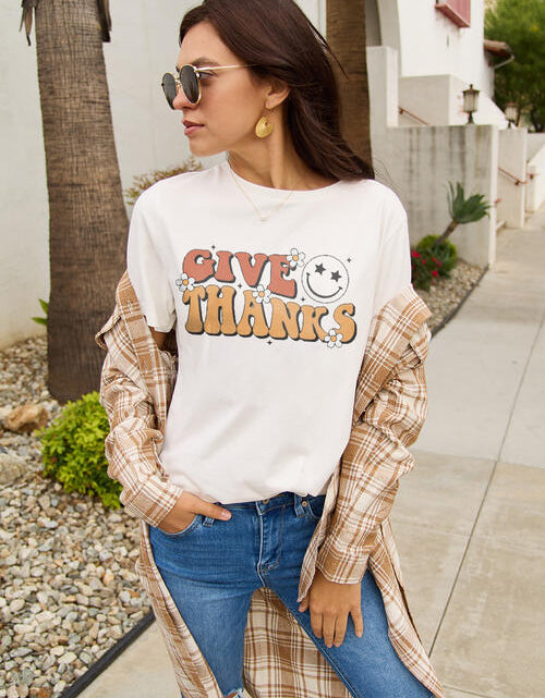 Load image into Gallery viewer, Simply Love Full Size GIVE THANKS Short Sleeve T-Shirt
