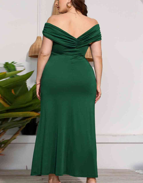 Load image into Gallery viewer, Plus Size Crossover Off-Shoulder Split Dress
