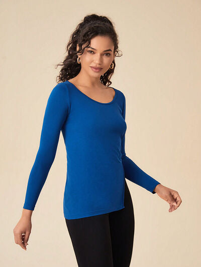 Load image into Gallery viewer, Slit Round Neck Long Sleeve Active Top
