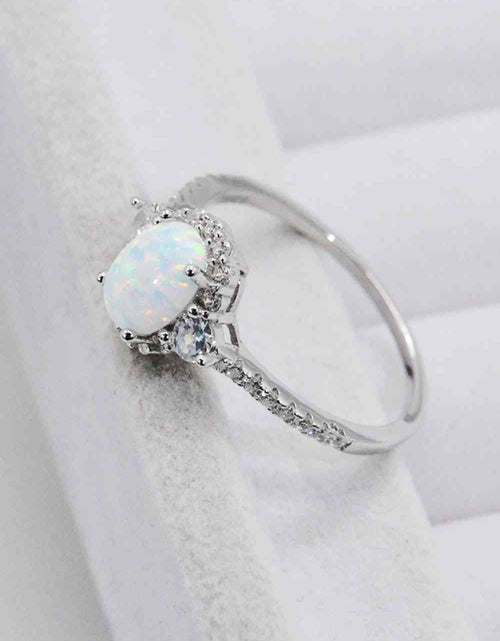 Load image into Gallery viewer, 925 Sterling Silver Platinum-Plated Opal Ring
