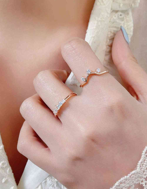 Load image into Gallery viewer, Natural Moonstone and Zircon Three-Piece Ring Set
