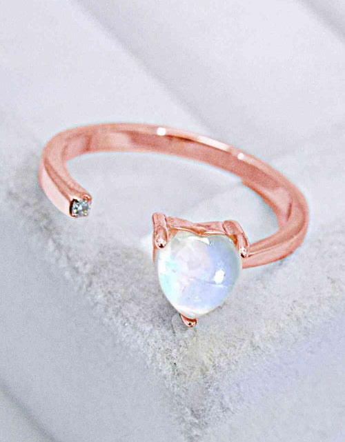 Load image into Gallery viewer, Inlaid Moonstone Heart Adjustable Open Ring
