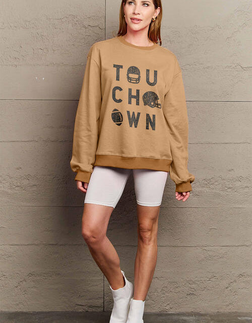 Load image into Gallery viewer, Simply Love Full Size TOUCHDOWN Long Sleeve Sweatshirt
