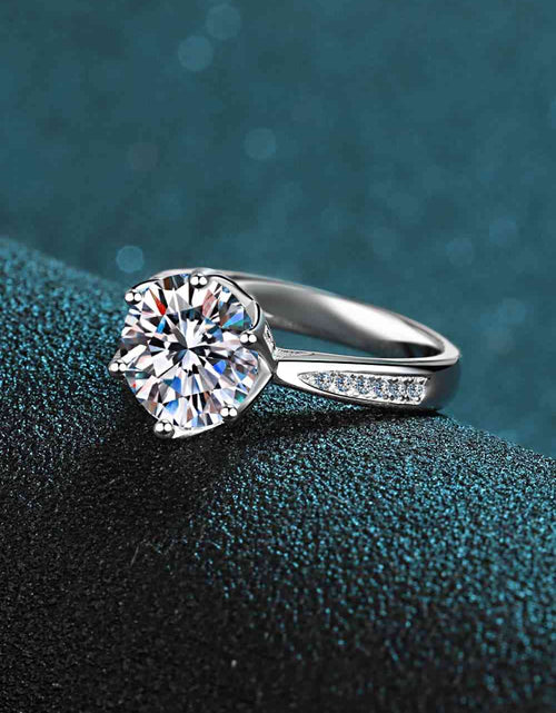 Load image into Gallery viewer, 3 Carat Moissanite Rhodium-Plated Side Stone Ring
