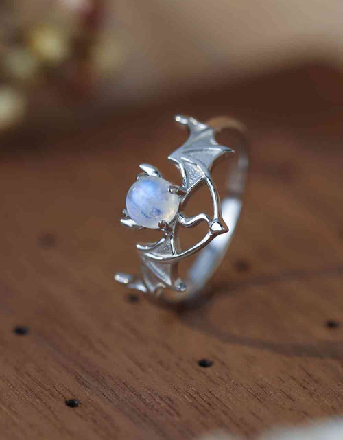 Load image into Gallery viewer, Moonstone Bat 925 Sterling Silver Ring
