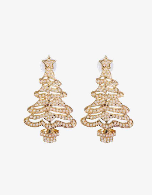 Load image into Gallery viewer, Rhinestone Alloy Christmas Tree Earrings
