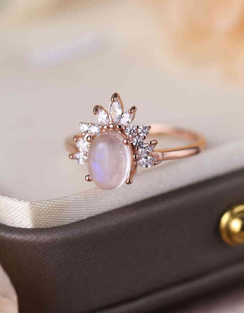 Load image into Gallery viewer, High Quality Natural Moonstone 18K Rose Gold-Plated 925 Sterling Silver Ring
