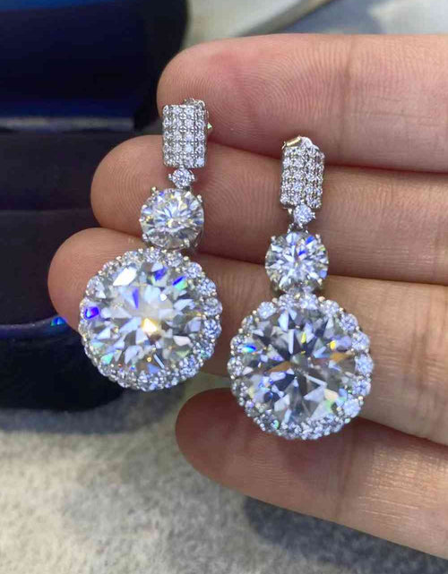 Load image into Gallery viewer, 12 Carat Moissanite Platinum-Plated Drop Earrings
