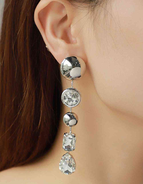 Load image into Gallery viewer, Rhinestone Geometric Drop Earrings
