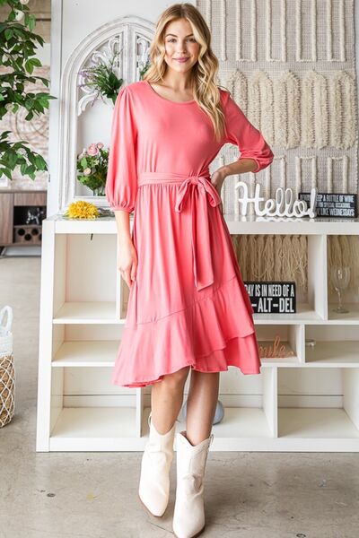 Load image into Gallery viewer, Reborn J Tie Front Ruffle Hem Dress
